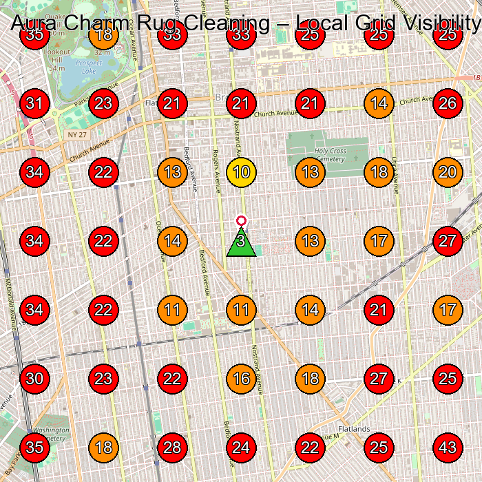 Aura Charm Rug Cleaning GeoGrid visibility map for Carpet Cleaning Service in Brooklyn